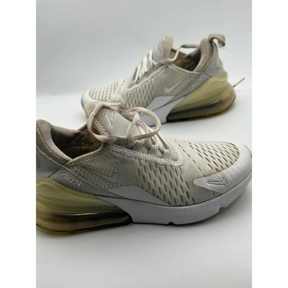 Nike Air Max 270 White Sail Running Shoes 943345-103 Youth Size 4Y‎